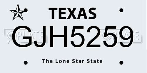 GJH5259 Texas License Plate