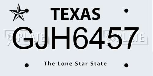 GJH6457 Texas License Plate