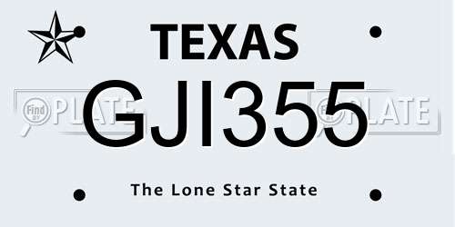 GJI355 Texas License Plate