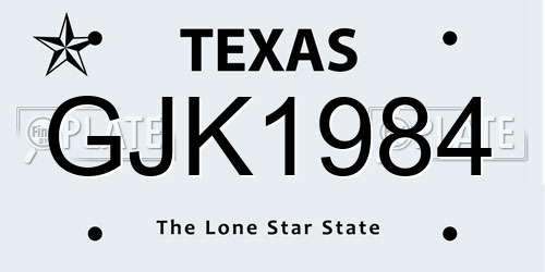 GJK1984 Texas License Plate