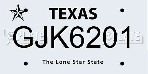 GJK6201 Texas License Plate