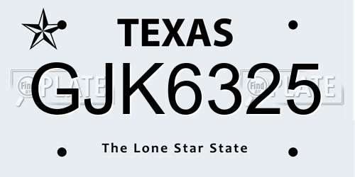 GJK6325 Texas License Plate