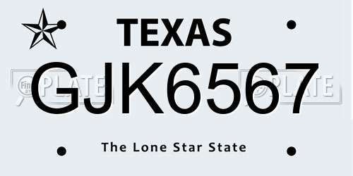 GJK6567 Texas License Plate