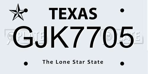 GJK7705 Texas License Plate