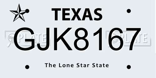 GJK8167 Texas License Plate