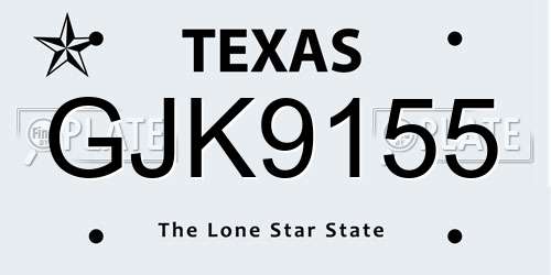 GJK9155 Texas License Plate