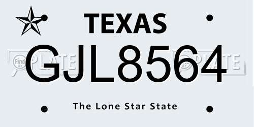 GJL8564 Texas License Plate