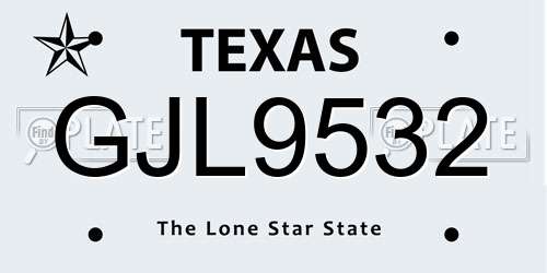 GJL9532 Texas License Plate