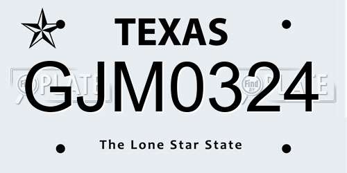 GJM0324 Texas License Plate