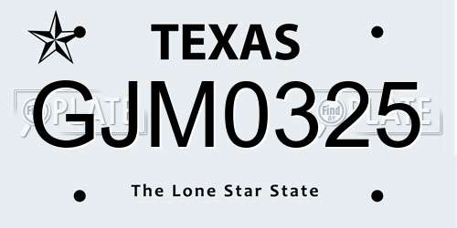 GJM0325 Texas License Plate