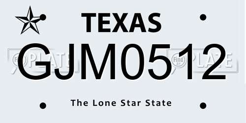 GJM0512 Texas License Plate