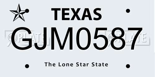 GJM0587 Texas License Plate