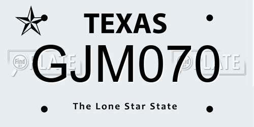 GJM070 Texas License Plate