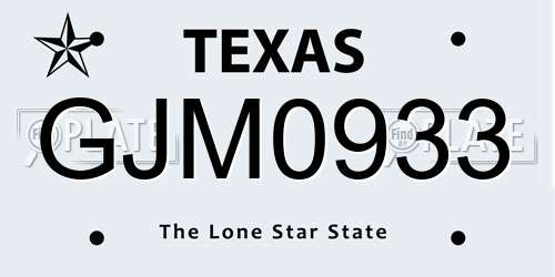 GJM0933 Texas License Plate
