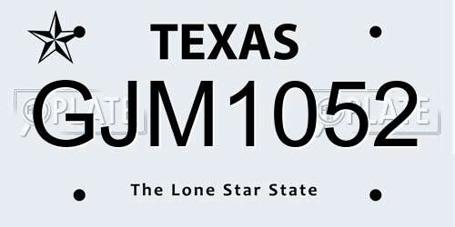 GJM1052 Texas License Plate
