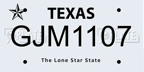 GJM1107 Texas License Plate