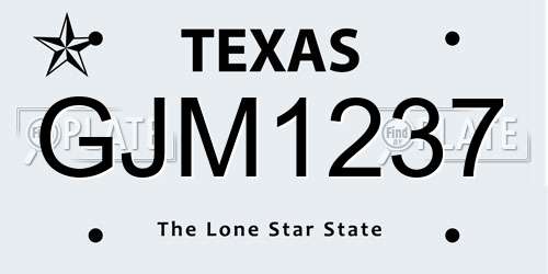 GJM1237 Texas License Plate