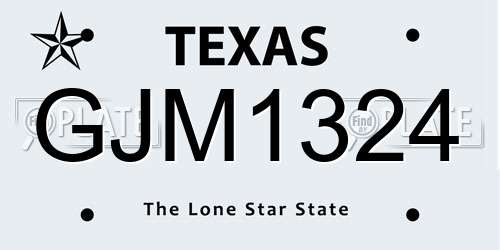GJM1324 Texas License Plate