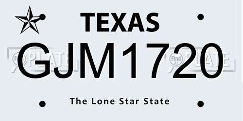 GJM1720 Texas License Plate