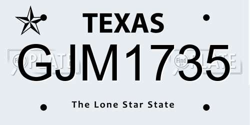 GJM1735 Texas License Plate