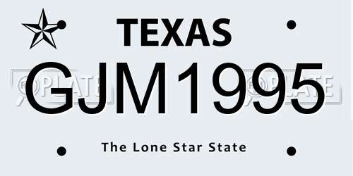 GJM1995 Texas License Plate