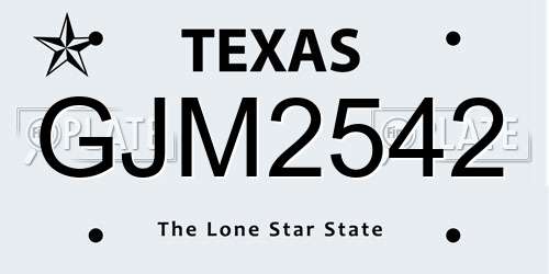 GJM2542 Texas License Plate