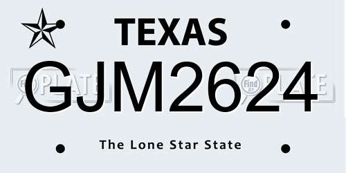 GJM2624 Texas License Plate