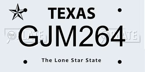 GJM264 Texas License Plate