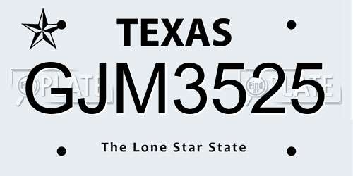 GJM3525 Texas License Plate