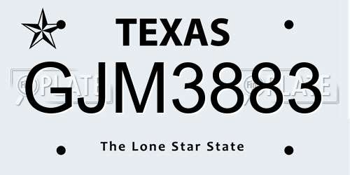 GJM3883 Texas License Plate