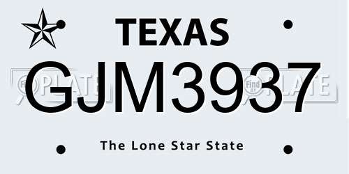 GJM3937 Texas License Plate