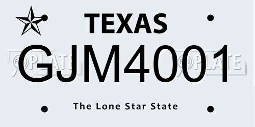 GJM4001 Texas License Plate