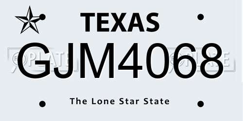 GJM4068 Texas License Plate