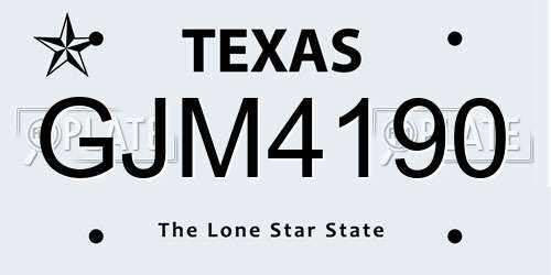 GJM4190 Texas License Plate