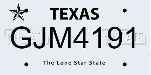 GJM4191 Texas License Plate
