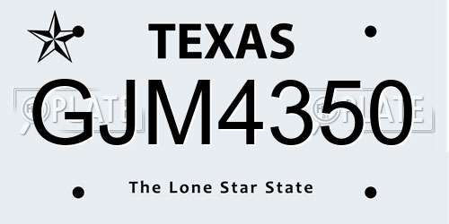 GJM4350 Texas License Plate
