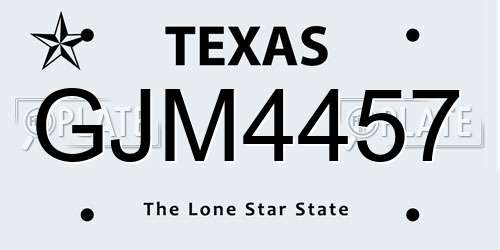 GJM4457 Texas License Plate