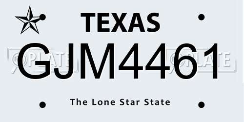 GJM4461 Texas License Plate