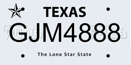 GJM4888 Texas License Plate