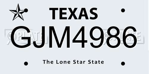 GJM4986 Texas License Plate