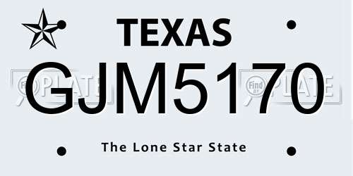 GJM5170 Texas License Plate