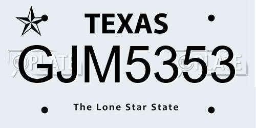 GJM5353 Texas License Plate