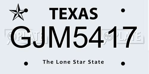 GJM5417 Texas License Plate