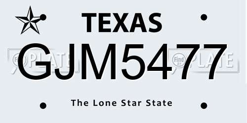 GJM5477 Texas License Plate