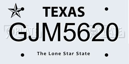 GJM5620 Texas License Plate
