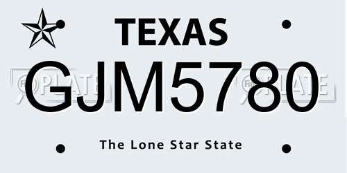 GJM5780 Texas License Plate