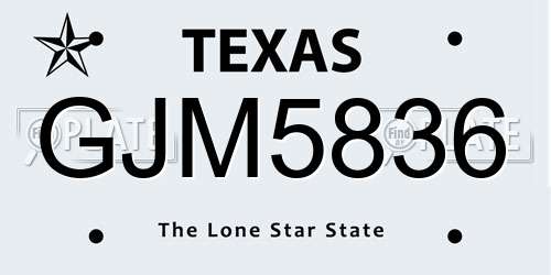GJM5836 Texas License Plate