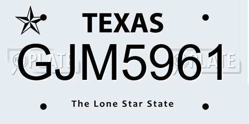 GJM5961 Texas License Plate