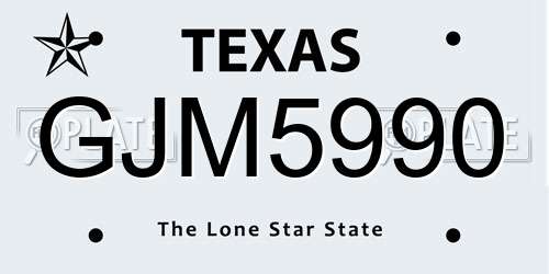 GJM5990 Texas License Plate