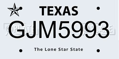 GJM5993 Texas License Plate